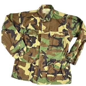 VTG US Military Woodland Camo BDU Jacket Coat X-Small Short M81 USGI   EUC